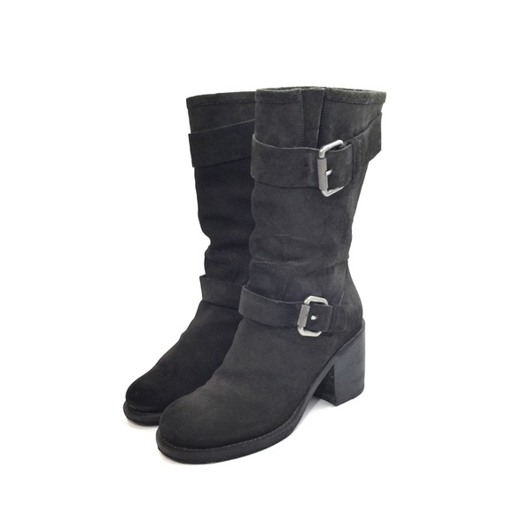 Vera Wang Lavender Dark Green Suede Pull-On Boots - Picture 4 of 8